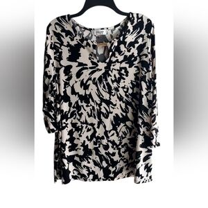Jones Studio Black and Cream Blouse
